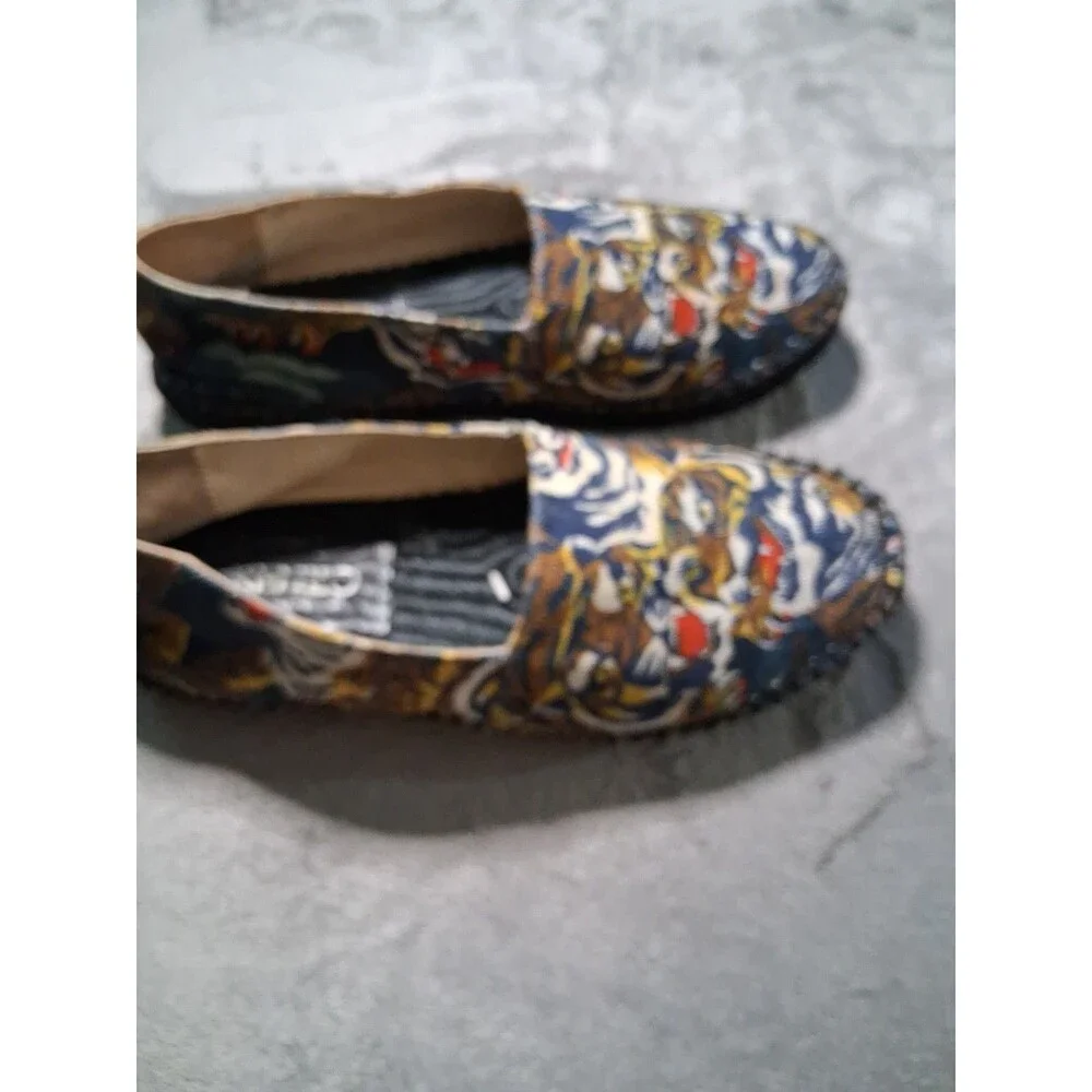 Kenzo Tiger Blue Espadrilles Womens Size 36 Slip On Canvas Shoes Logo
